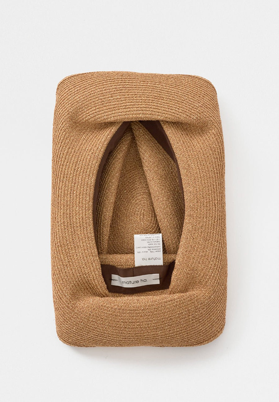 MATURE HA - Long Brim Boxed Hat Paper Abaca with Leather Belt