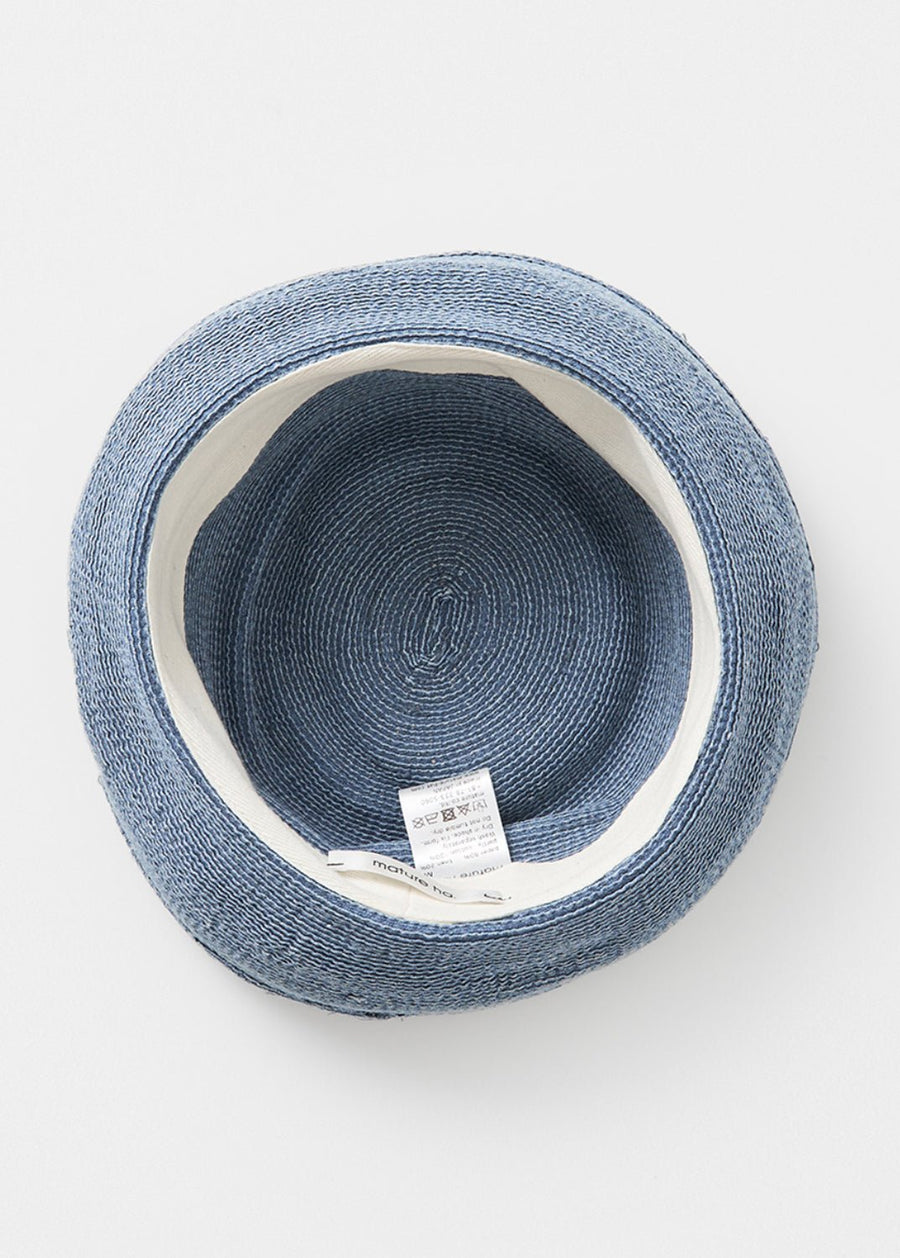 MATURE HA - Paper Linen Braid Hat Short in Washed Blue Indigo
