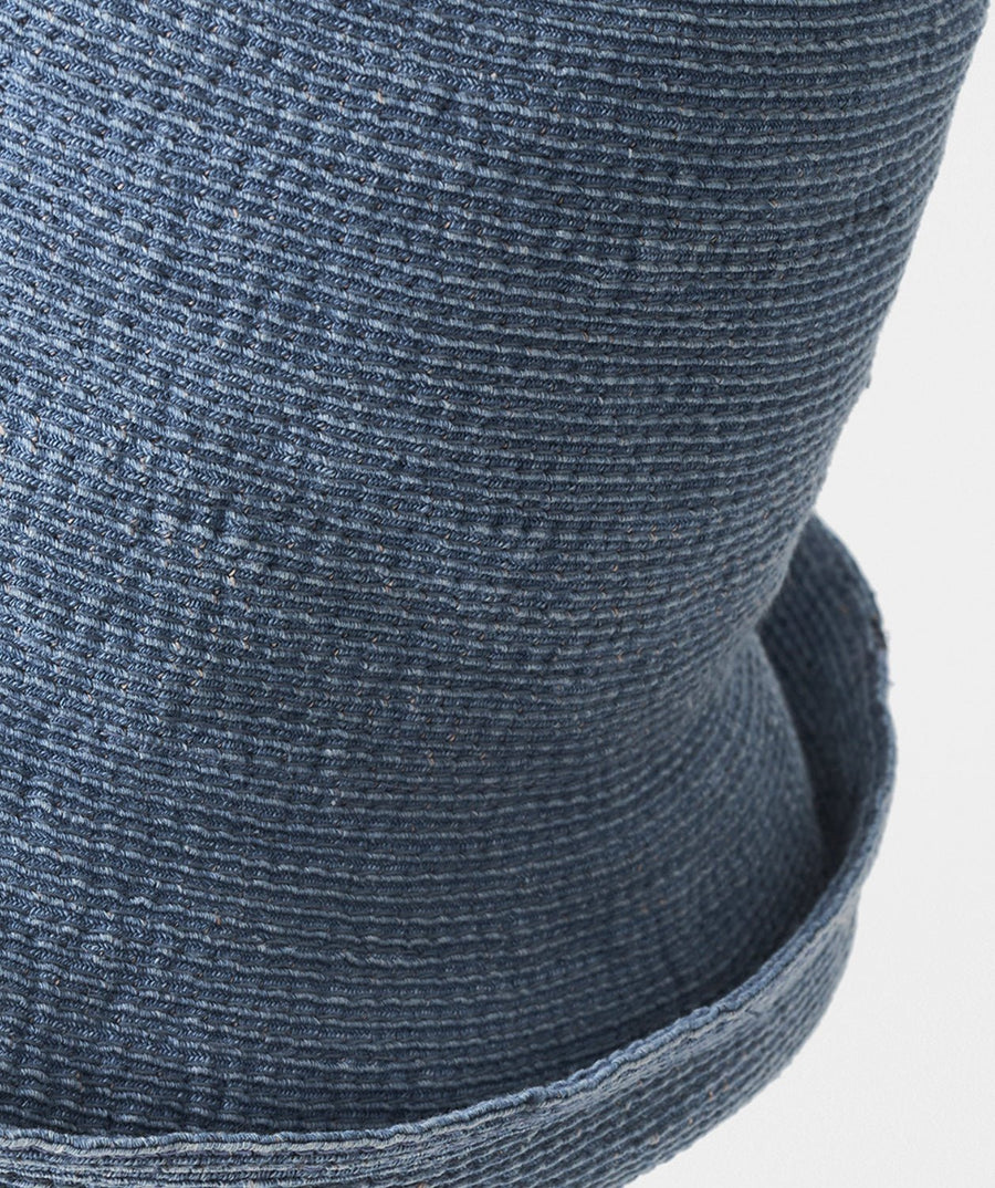 MATURE HA - Paper Linen Braid Hat Short in Washed Blue Indigo