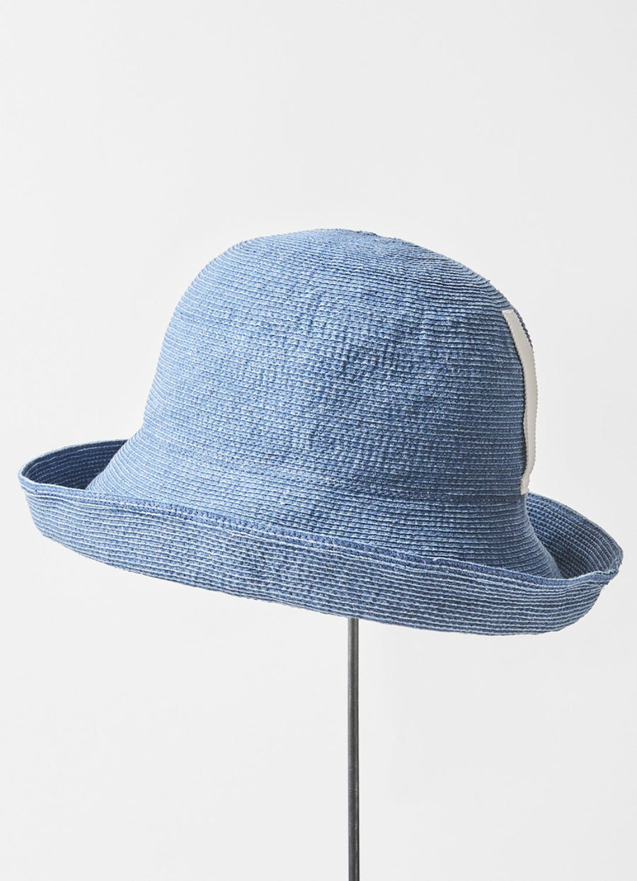 MATURE HA - Paper Linen Braid Hat in Denim Blue