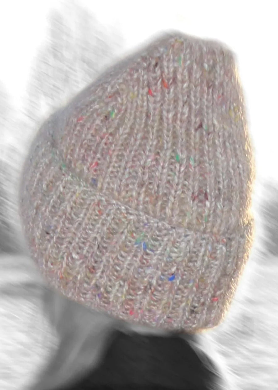 KARAKORAM - Hand Knitted Multicolour Hat in Grey Melange