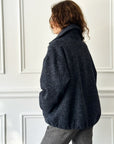 MERCY - Donegal Tweed Car Coat in Indigo Blue