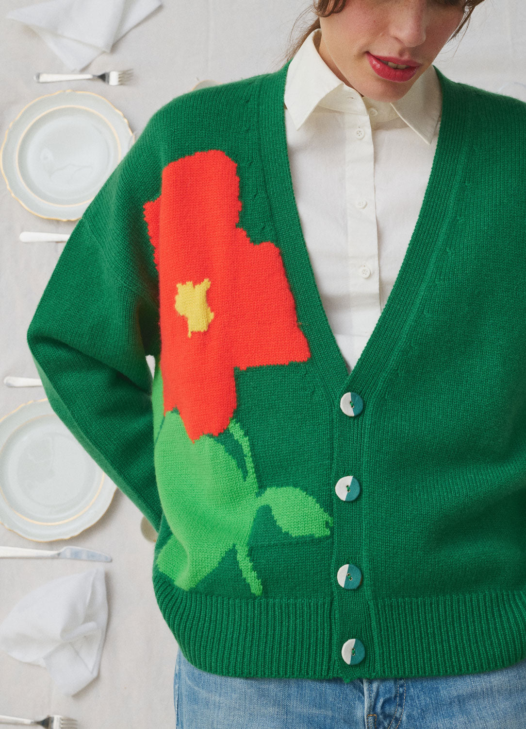MII COLLECTION - BELLA POTAGER CARDIGAN in GREEN