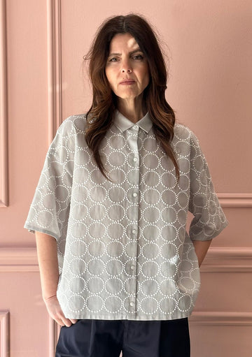 MINA PERHONEN - Tambourine Top in Light Grey
