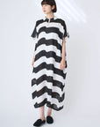 MINA PERHONEN - Linen Wind Flag Dress in White/Black