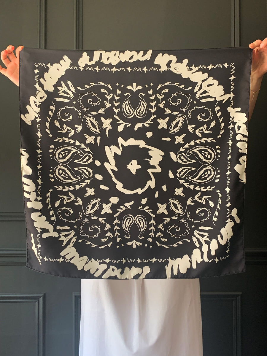 MANIPURI - Sun Paisley Scarf in Black