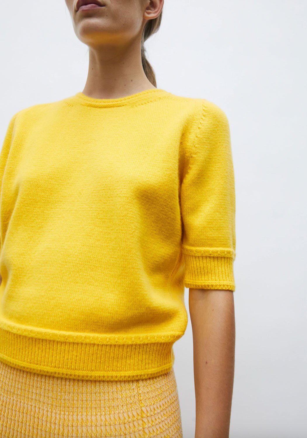 MOLLI - Cashmere Blend Crew Neck Top in SUN