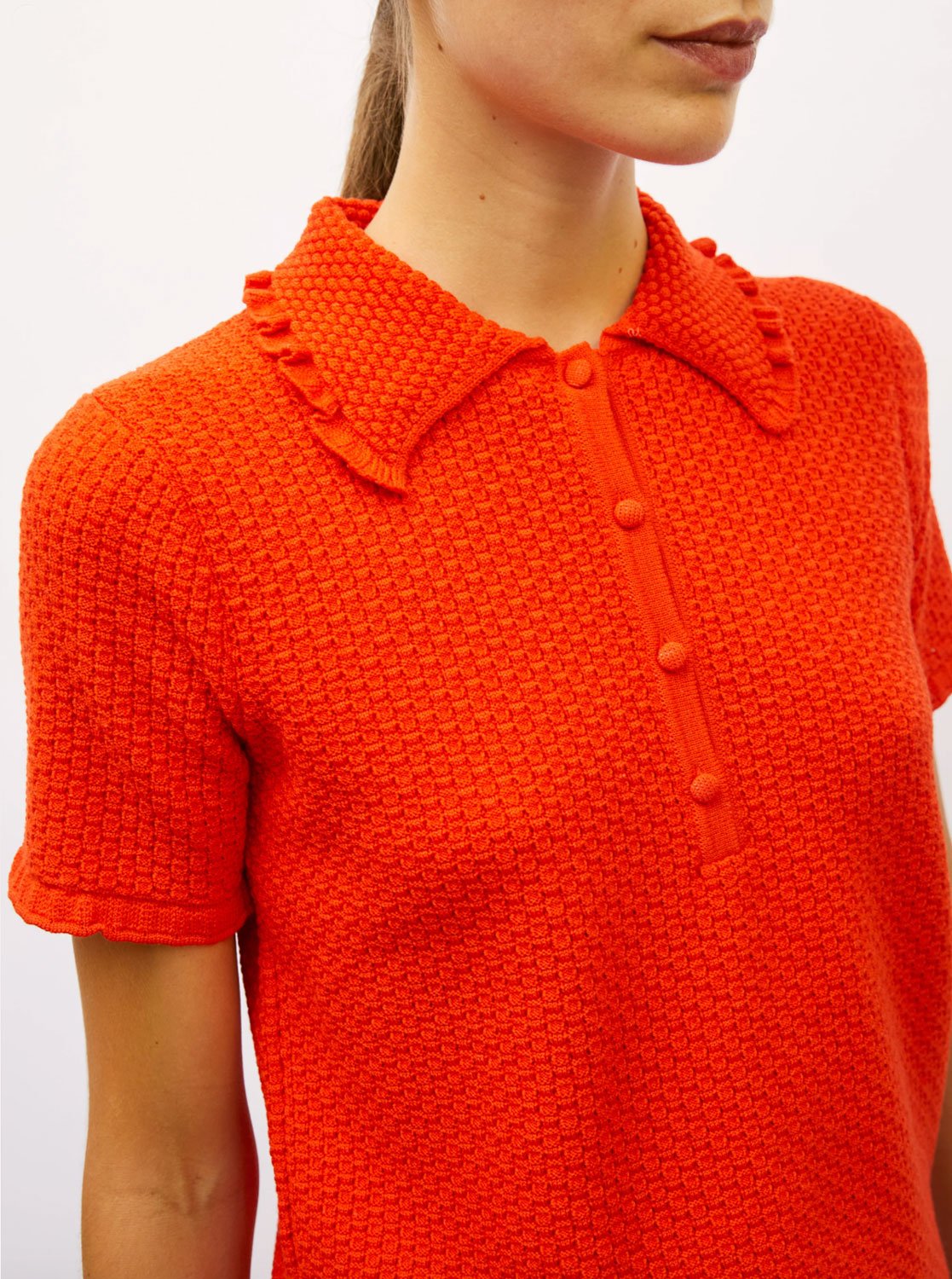 MOLLI - EXTRA Polo Top in Blood Orange