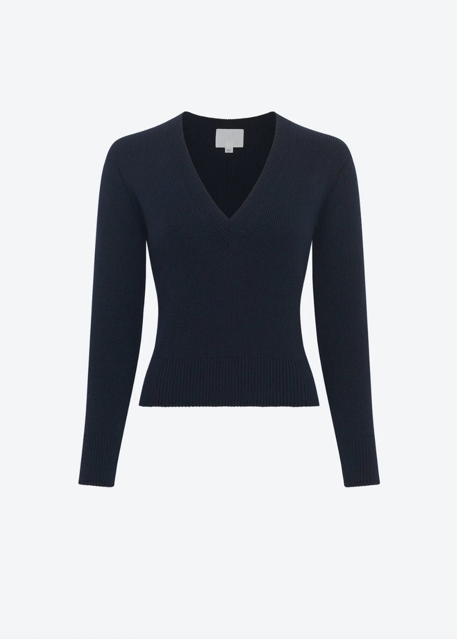 Molli - Beaute V-Neck Pullover in Navy