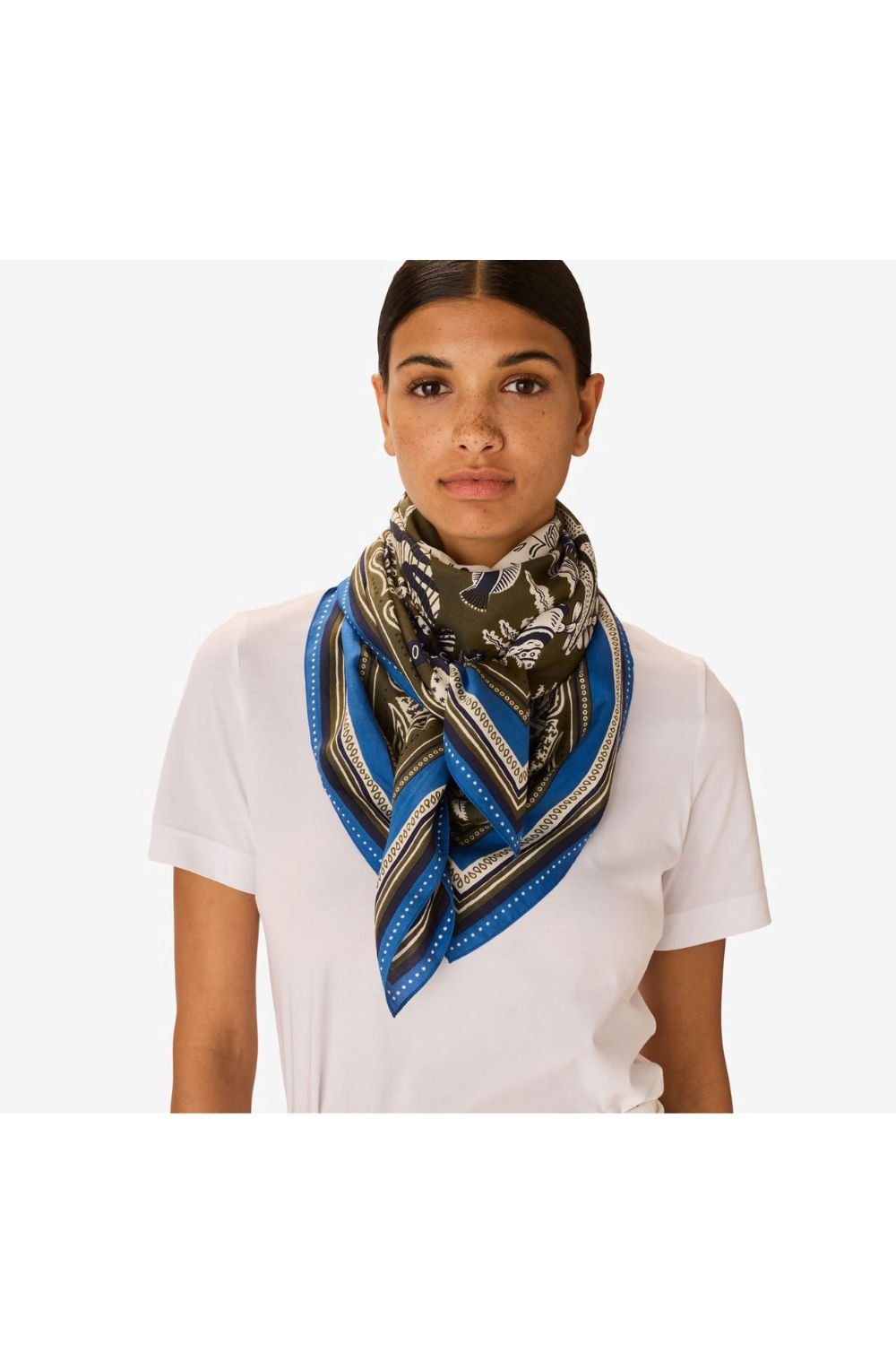INOUI EDITIONS - NEPTUNE 100 Square Scarf in Khaki