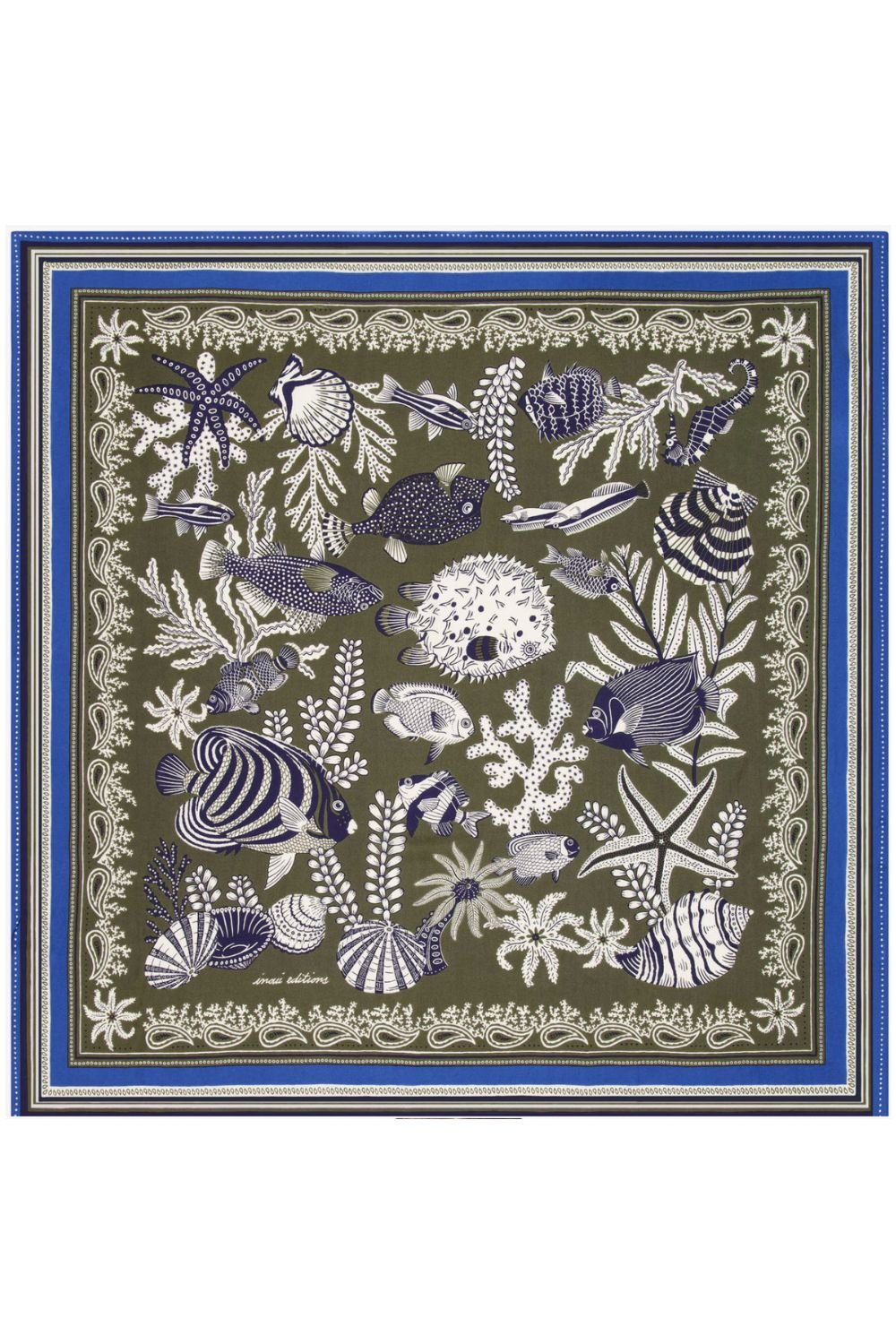 INOUI EDITIONS - NEPTUNE 100 Square Scarf in Khaki