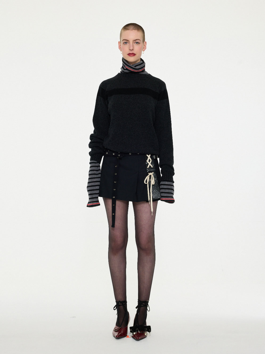 LA FETICHE - OSSIE GRAPHIC YOKE SWEATER in GREY/BLACK