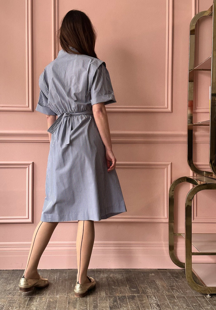 LES PRAIRIES DE PARIS - Robe Jackot in Blue Roma Stripe
