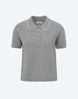 MOLLI - EAU Fine Knit Short Sleeved Top in Medium Grey