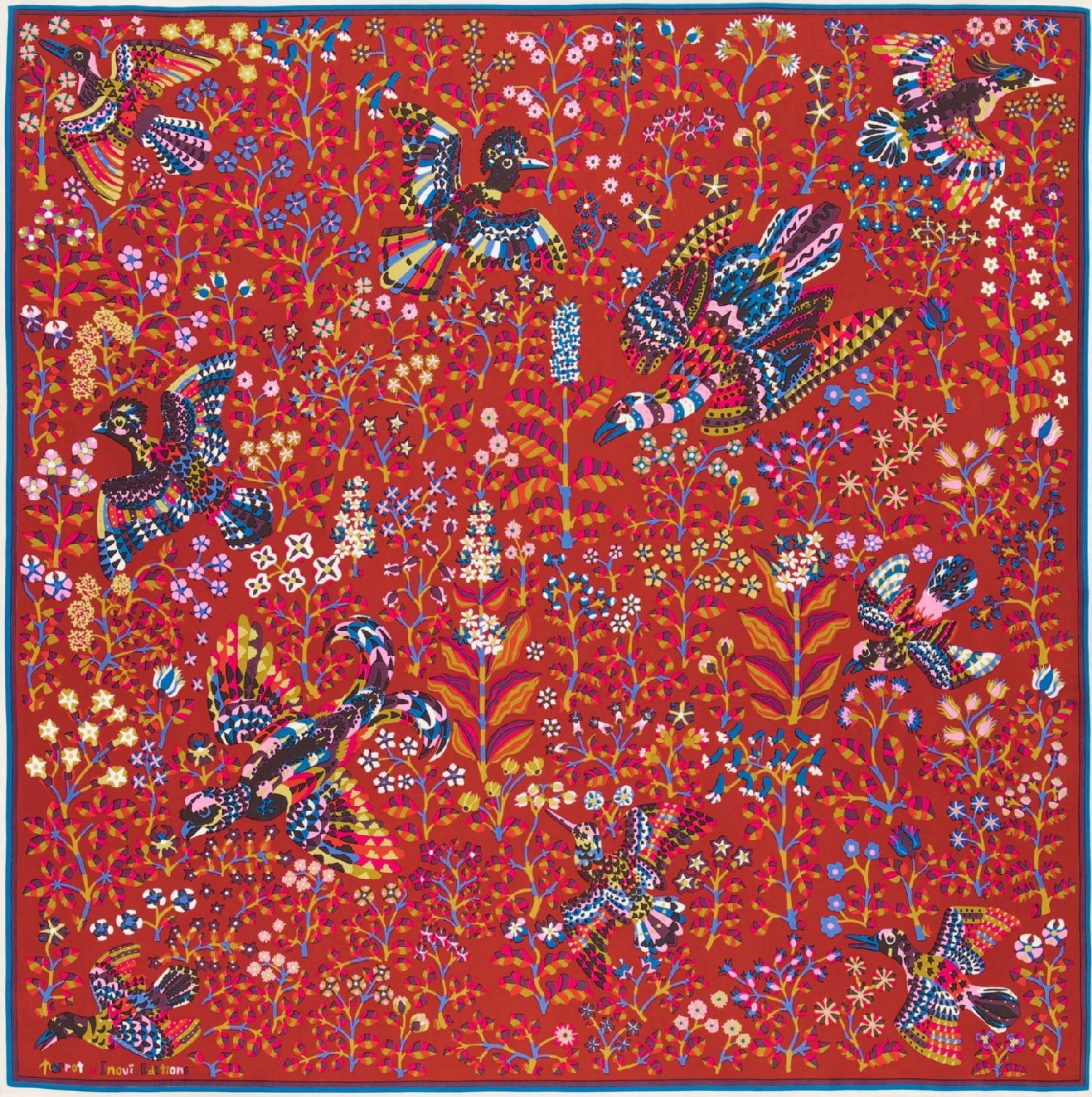 INOUI EDITIONS - RENE PERROT Square 65cm Scarf in Brown