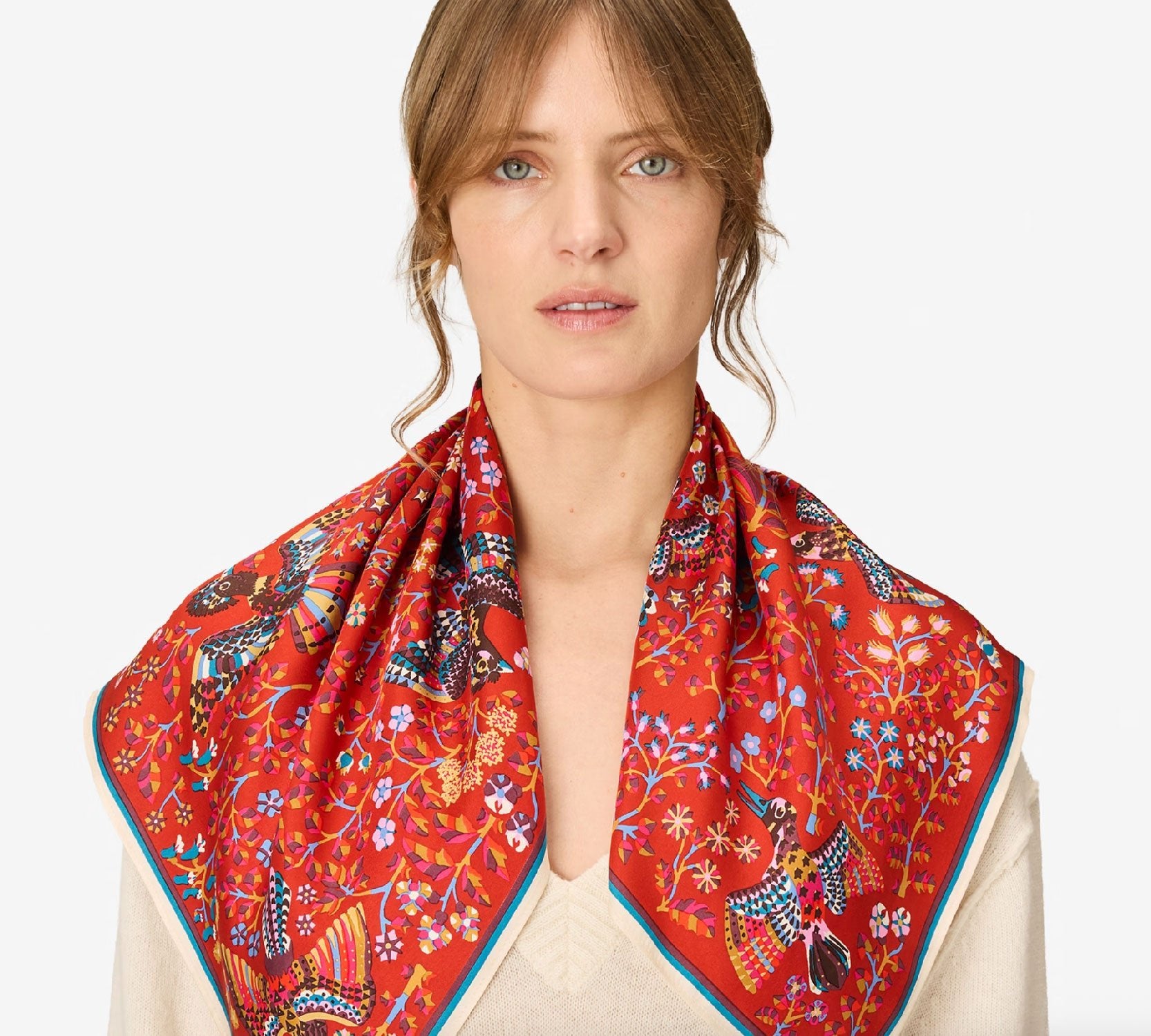 INOUI EDITIONS - RENE PERROT Square 65cm Scarf in Brown