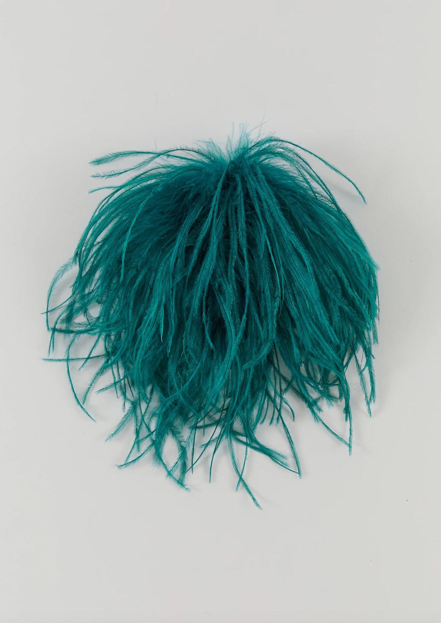 INDRESS - Feather Brooch/Headpiece in Petrol Blue