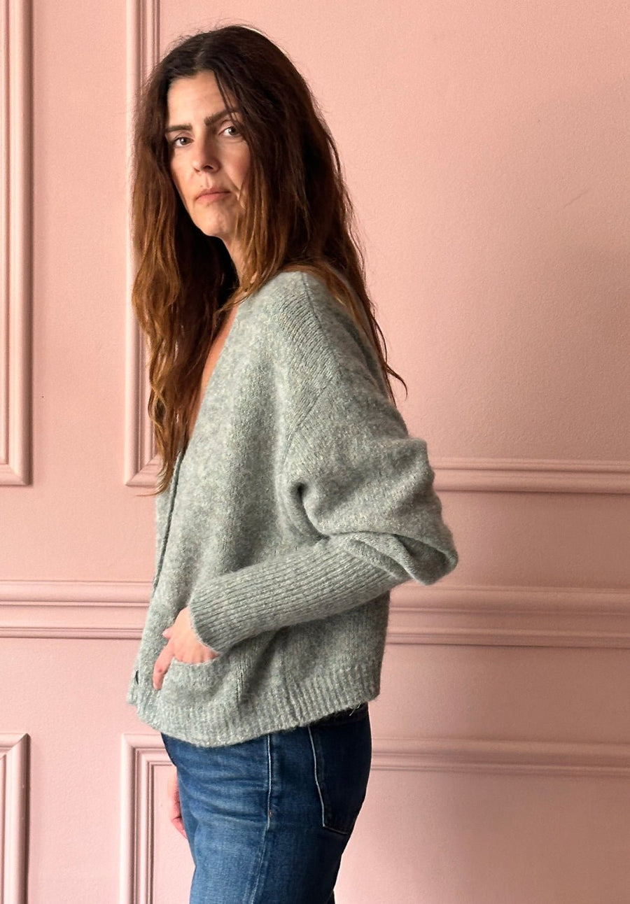 ROBERTO COLLINA - Alpaca Cardigan in Aqua