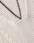 ROBERTO COLLINA - V-Neck Pullover in Cream and Navy