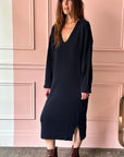 ROBERTO COLLINA - V-Neck Dress in Navy