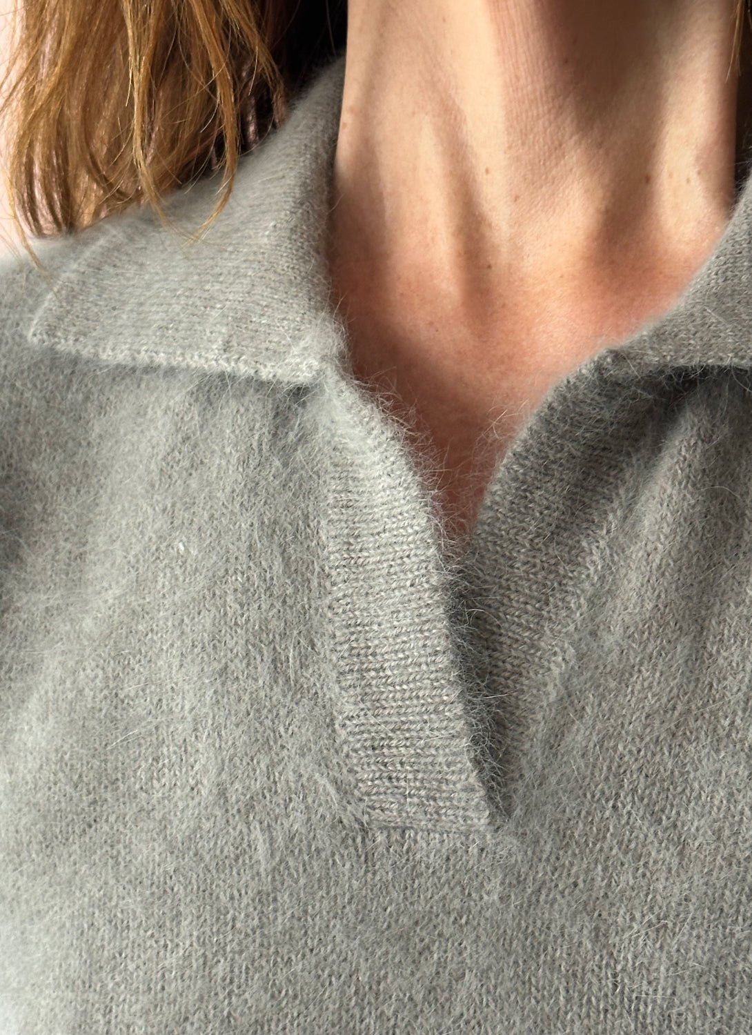 ROBERTO COLLINA - Angora Polo Sweater in Taupe