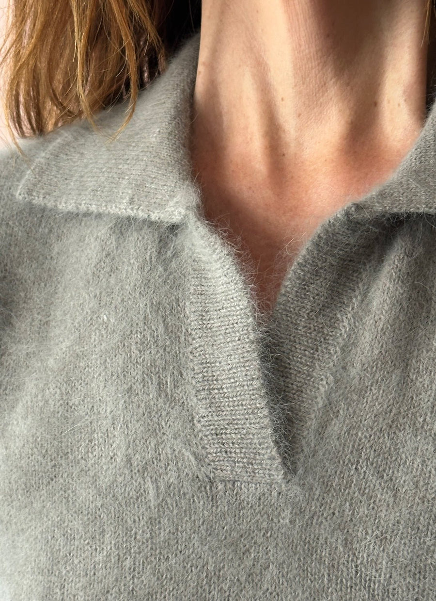 ROBERTO COLLINA - Angora Polo Sweater in Taupe