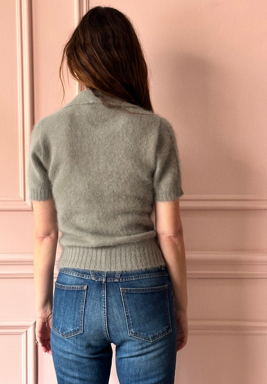 ROBERTO COLLINA - Angora Polo Sweater in Taupe