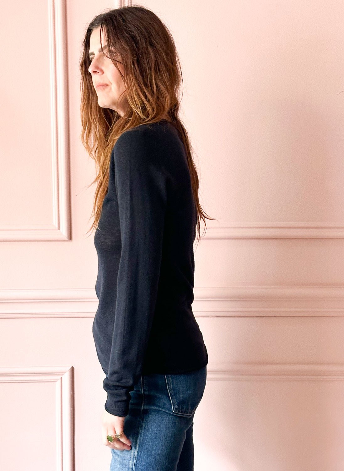 ROBERTO COLLINA - Fine Crewneck Long Sleeved Pullover in Navy