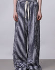 ROBERTO COLLINA - Wide legged Pants in Navy Stripes