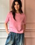 ROBERTO COLLINA - Short Sleeved Cashmere Sweater in Pink