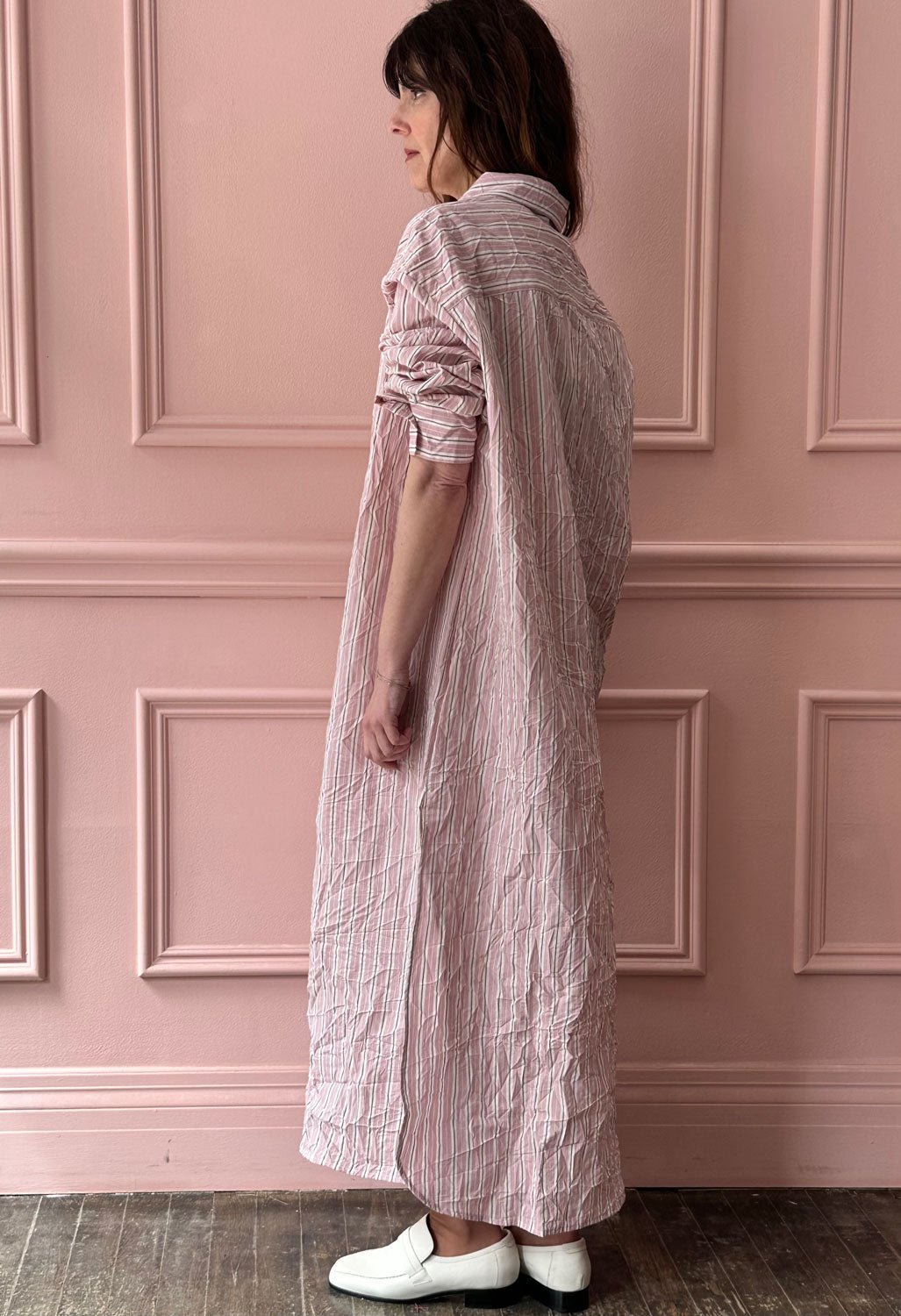 ROBERTO COLLINA - Long Shirtdress in Pink Stripes