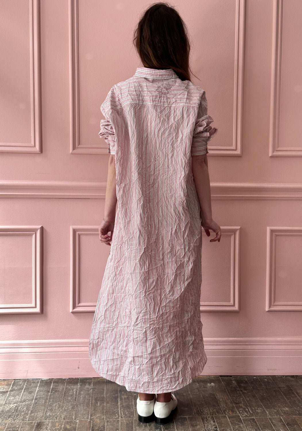 ROBERTO COLLINA - Long Shirtdress in Pink Stripes