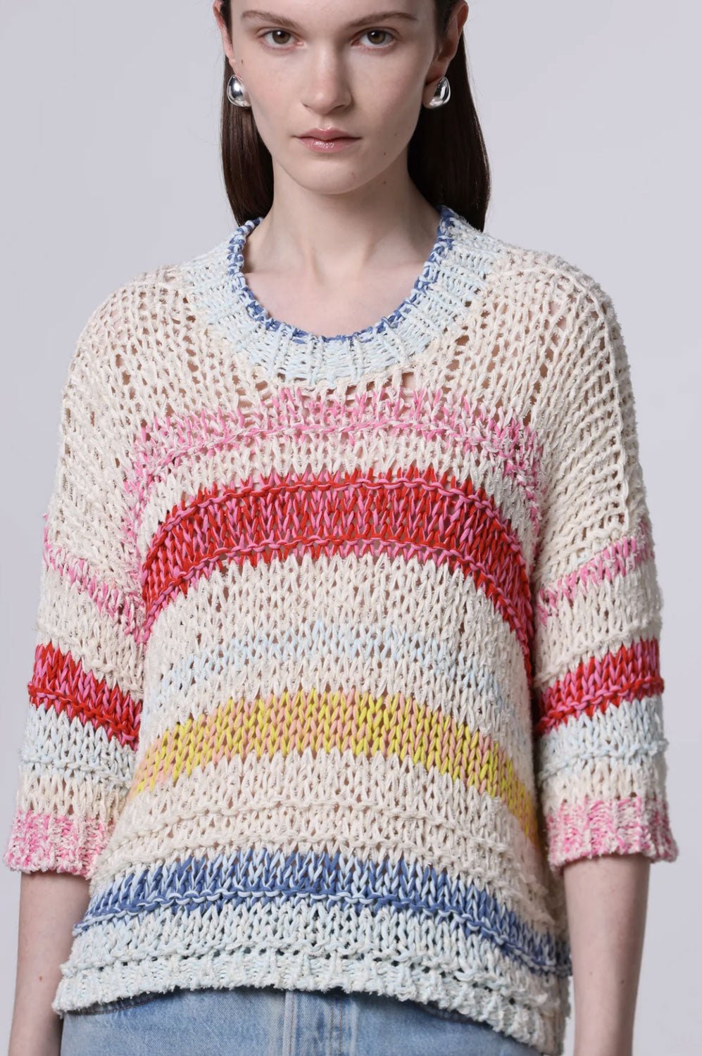 ROBERTO COLLINA - Ribbon Crewneck in Cream/Multicolour