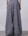 ROBERTO COLLINA - Wide legged Pants in Navy Stripes