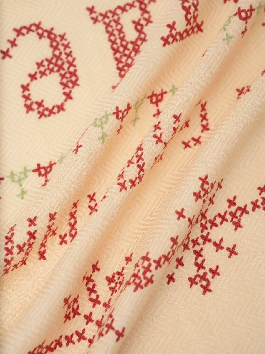 MANIPURI - SAMPLER SCARF in Beige/Red