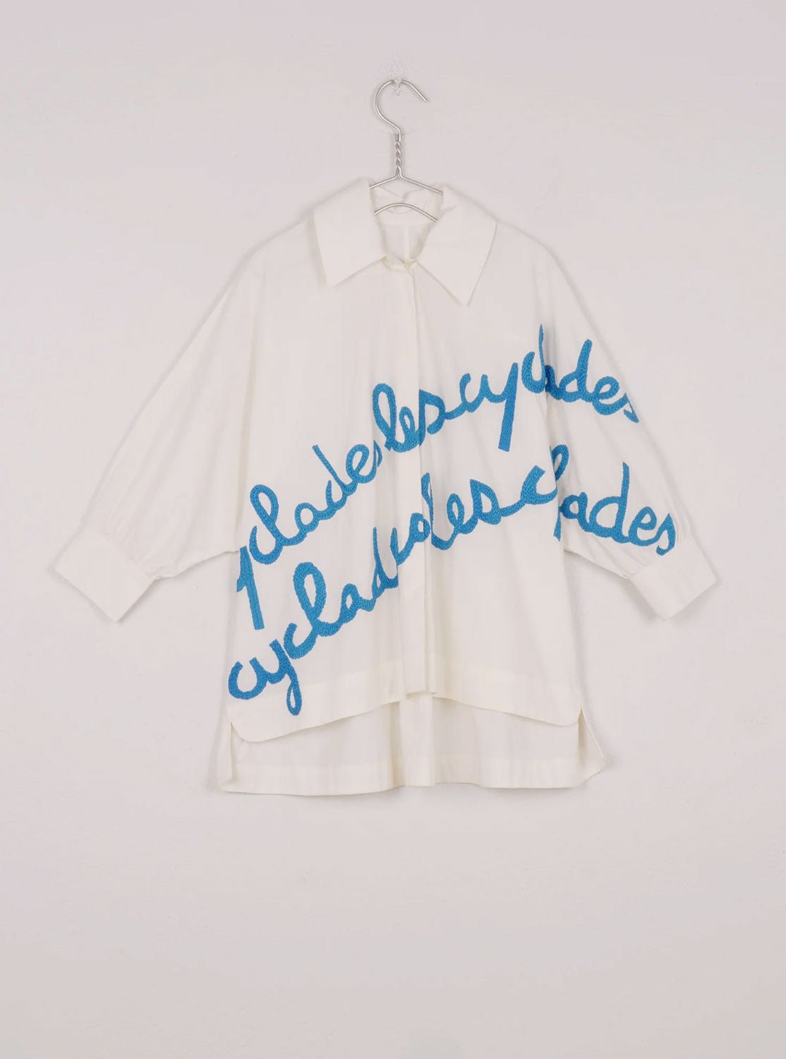 MII COLLECTION - MANUELA CYCLADES Embroidered Shirt in Turkish Blue