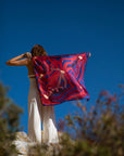 PETITJEAN - SILK SOLEIL DE NUIT SCARF in RED/NAVY