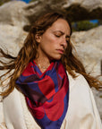 PETITJEAN - SILK SOLEIL DE NUIT SCARF in RED/NAVY