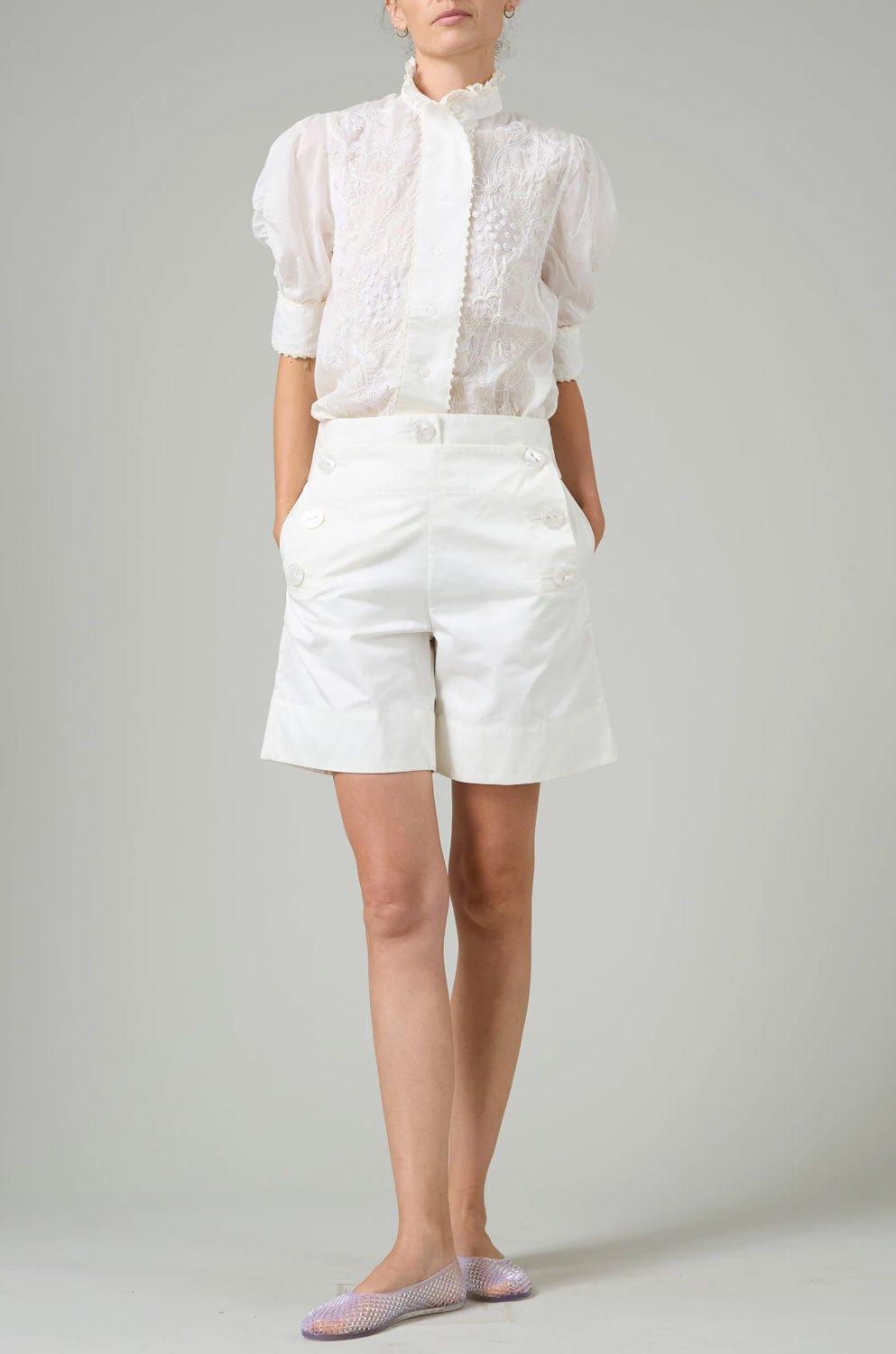THIERRY COLSON - Vita Embroidered Floral Blouse in Off-White