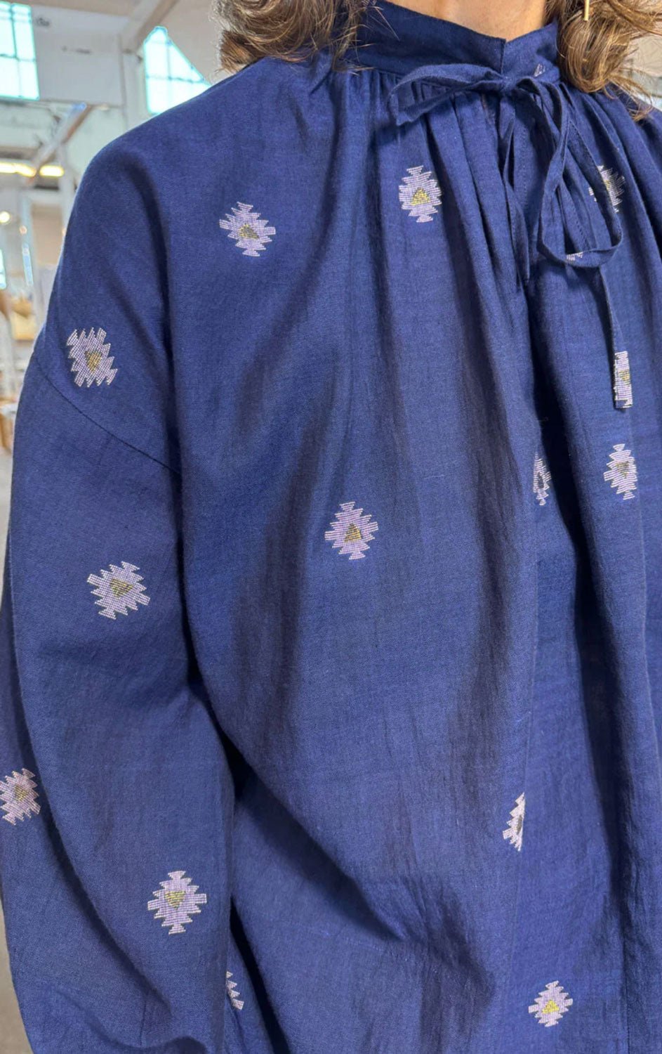 Two NY - Tie Neck Top in Navy Icon