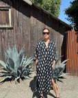 TWO NY - Ikat Woven Caftan in Black and White