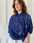 Two NY - Tie Neck Top in Navy Icon