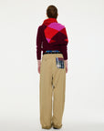 LA FETICHE - UNA ARGYLE CREW NECK SWEATER in BURGUNDY/PINK/ORANGE
