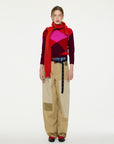 LA FETICHE - UNA ARGYLE CREW NECK SWEATER in BURGUNDY/PINK/ORANGE
