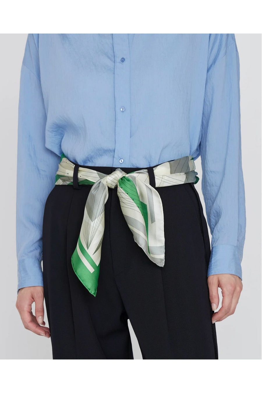 MANIPURI - 88cm Silk Ray of Light Scarf in Green