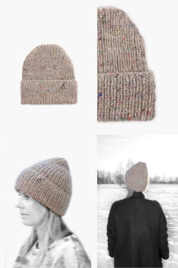 KARAKORAM - Hand Knitted Multicolour Hat in Grey Melange