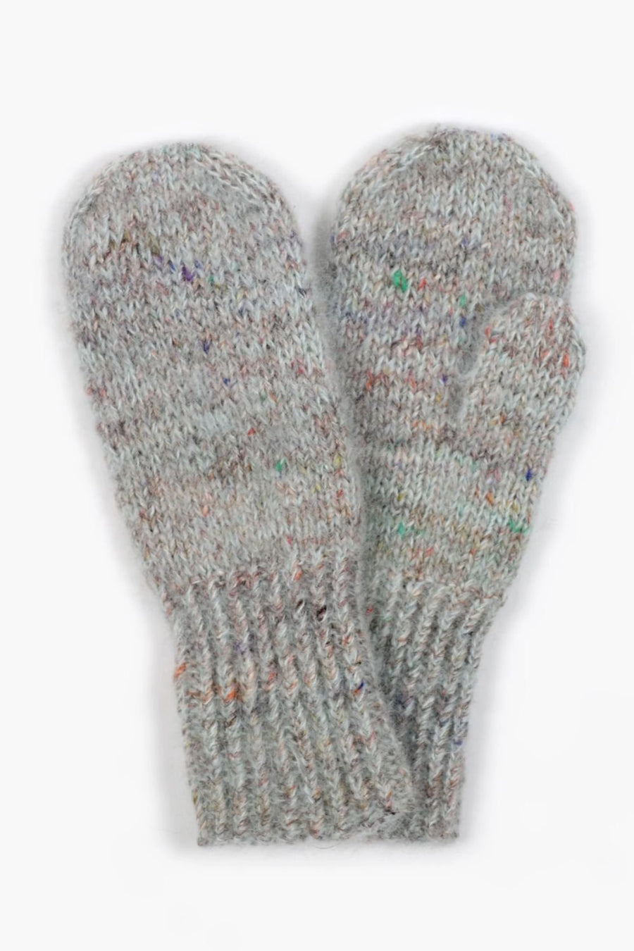 KARAKORAM - Hand Knitted Multicolour Mittens in Grey Melange