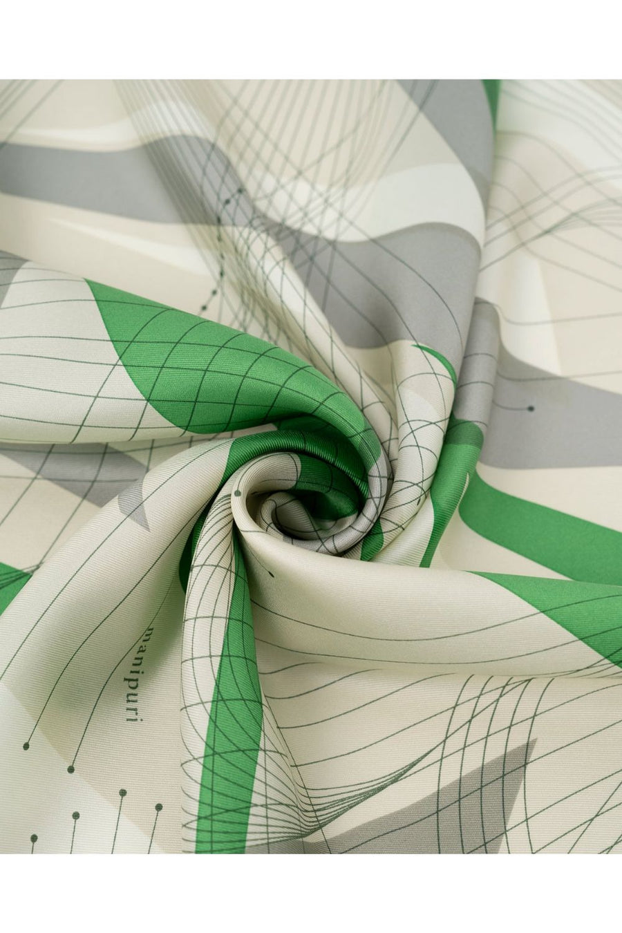 MANIPURI - 88cm Silk Ray of Light Scarf in Green