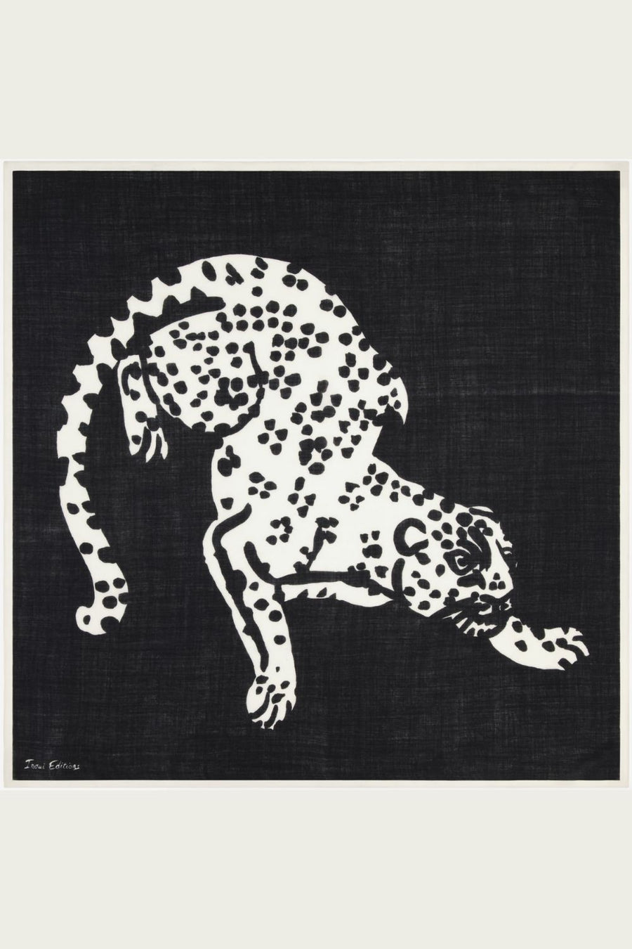 INOUI EDITIONS - 100cm Wool Square Scarf Feline in Black