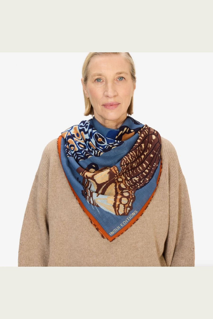 Inoui Editions - Square 130 Papillons Scarf in Duck Blue